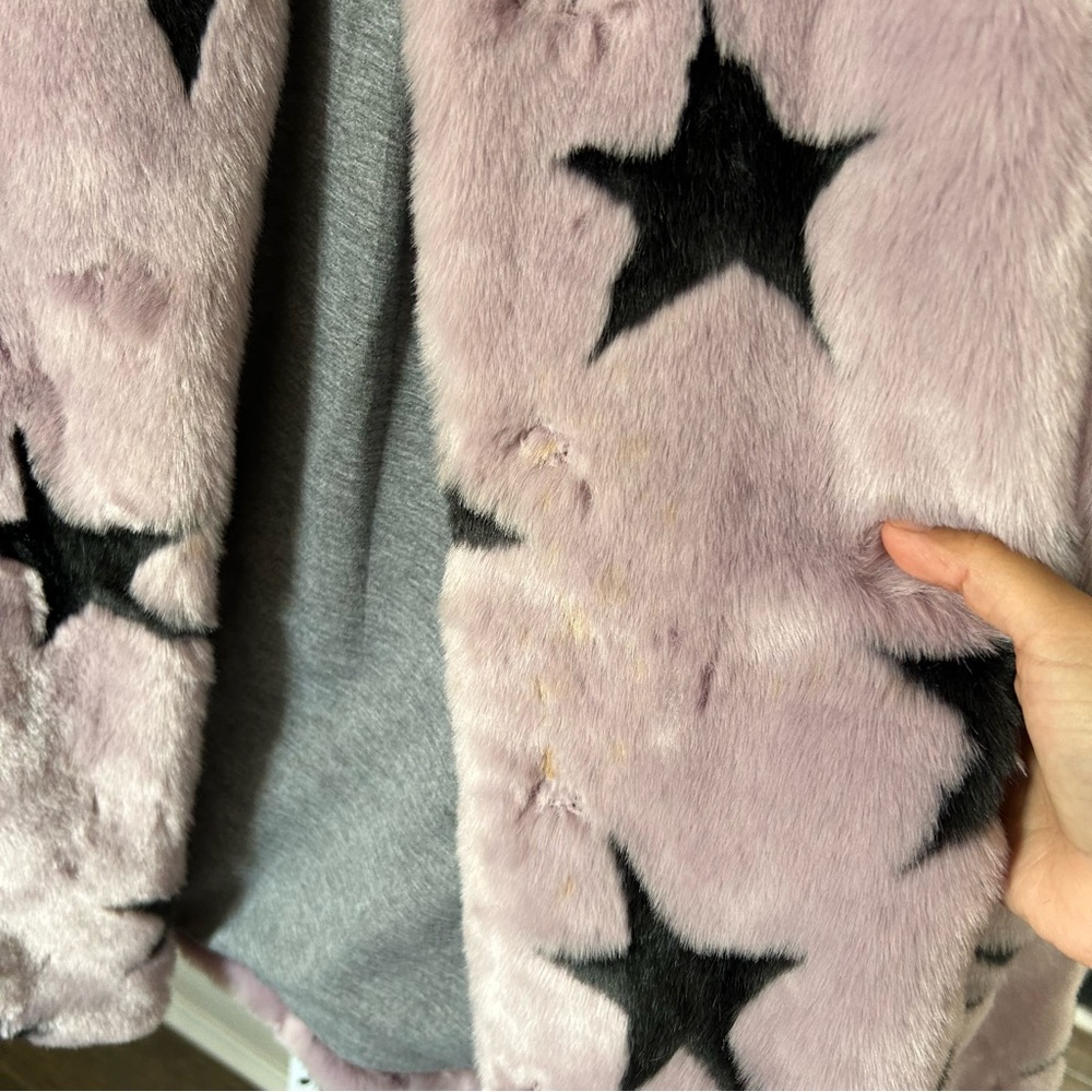 Avec Les Filles / Star Faux Fur Coat Purple - Picture 8 of 11